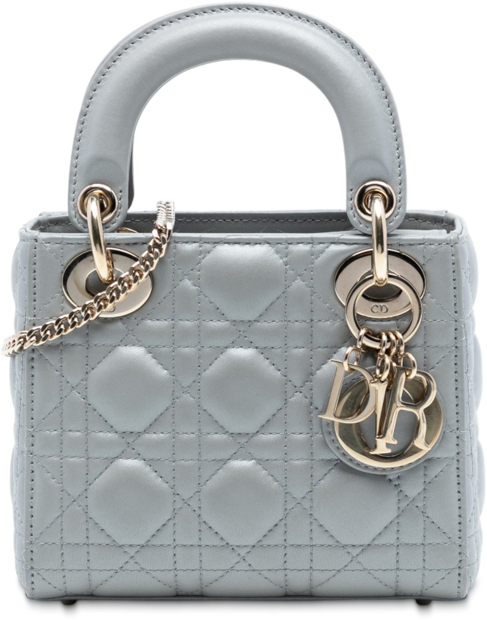 Dior Mini Lambskin Cannage Lady Dior Grijs