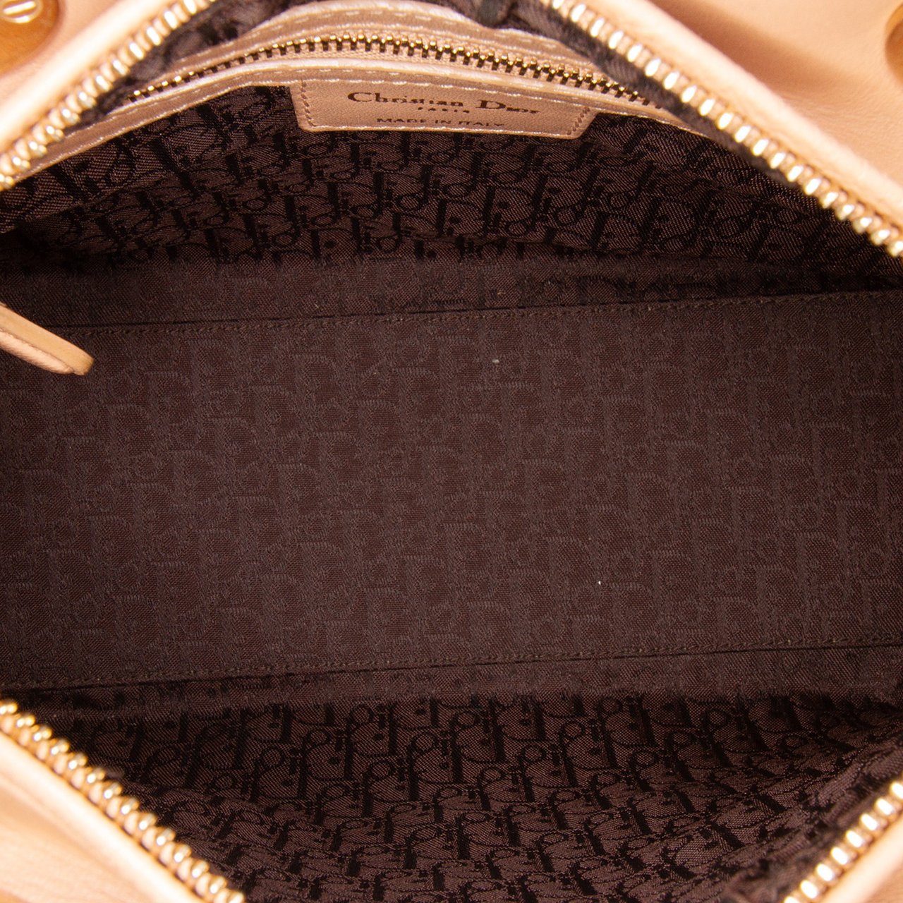 Dior Medium Lambskin Cannage Contrast Stitch Lady Dior Bruin