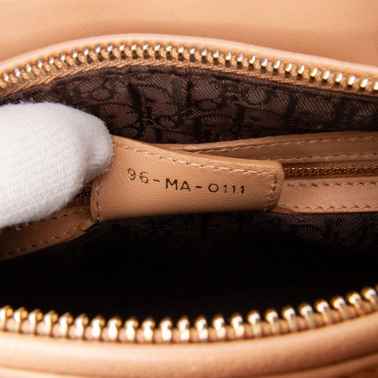 Dior Medium Lambskin Cannage Contrast Stitch Lady Dior Bruin