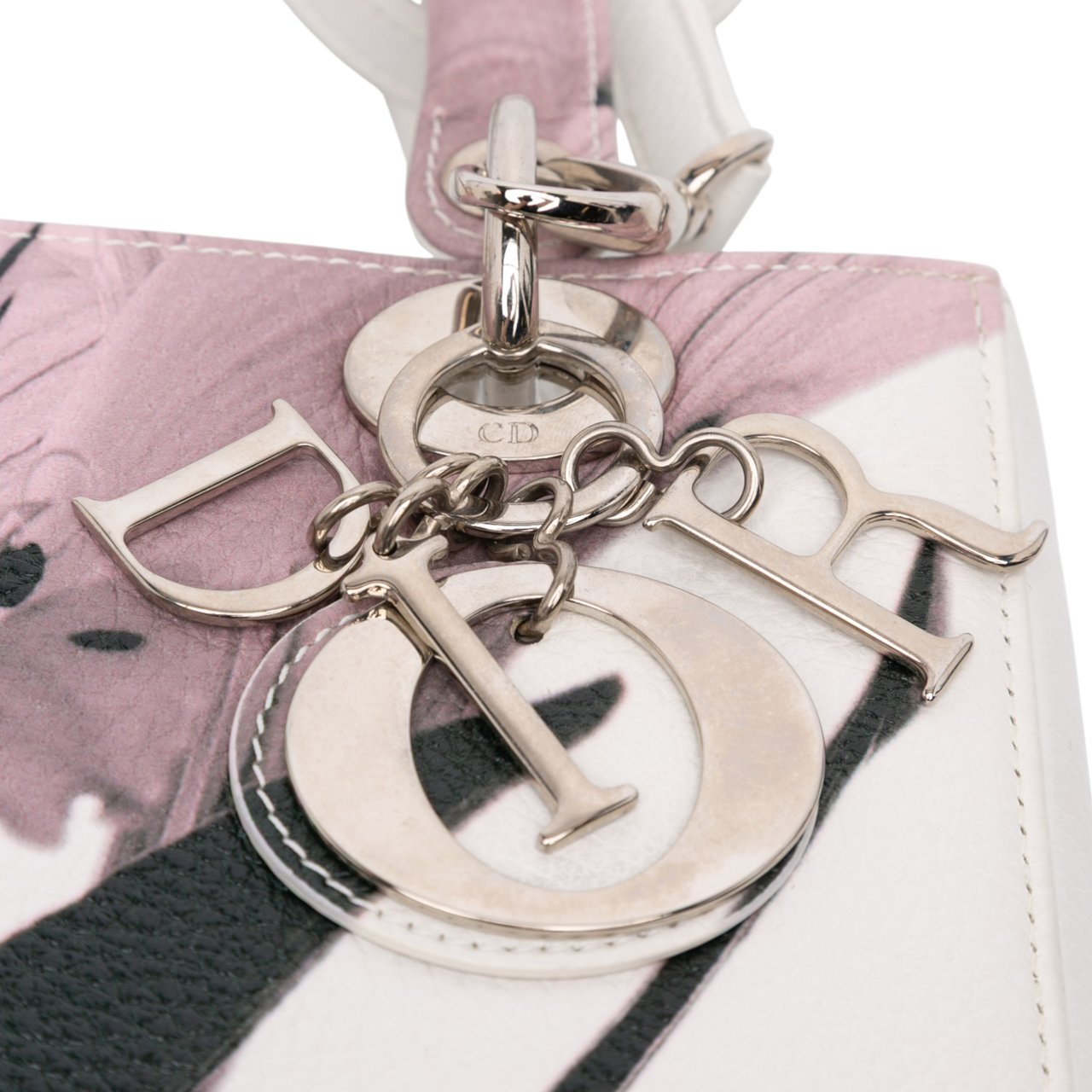 Dior Medium Deerskin Floral Printed Lady Dior Wit
