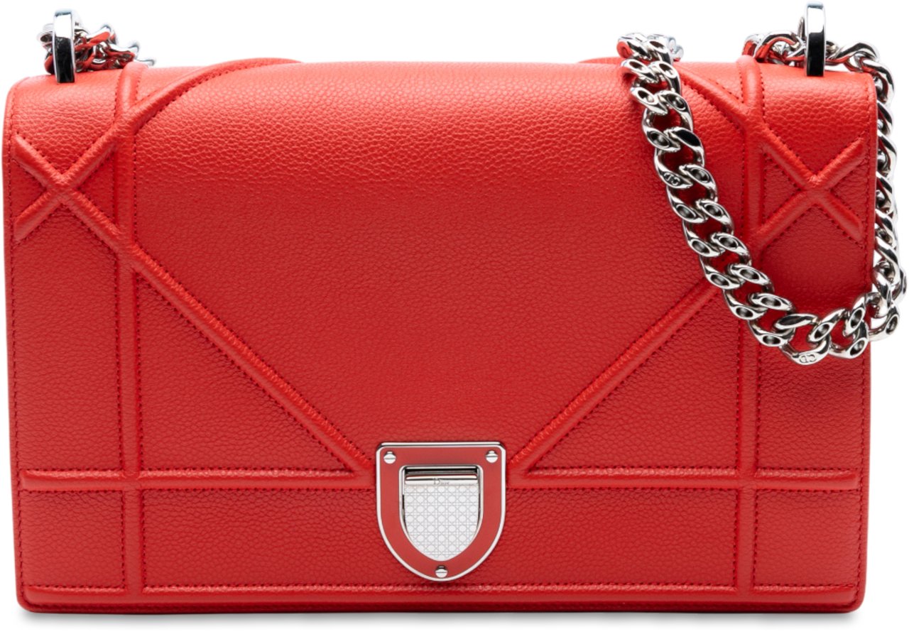 Dior Medium Grained Calfskin Diorama Flap Rood
