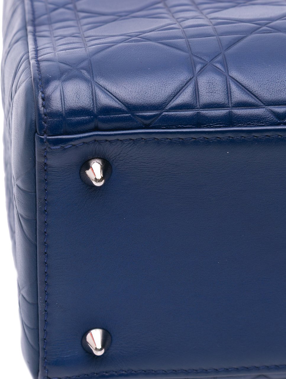 Dior Medium Ultra Matte Calfskin Embossed Cannage Lady Dior Blauw