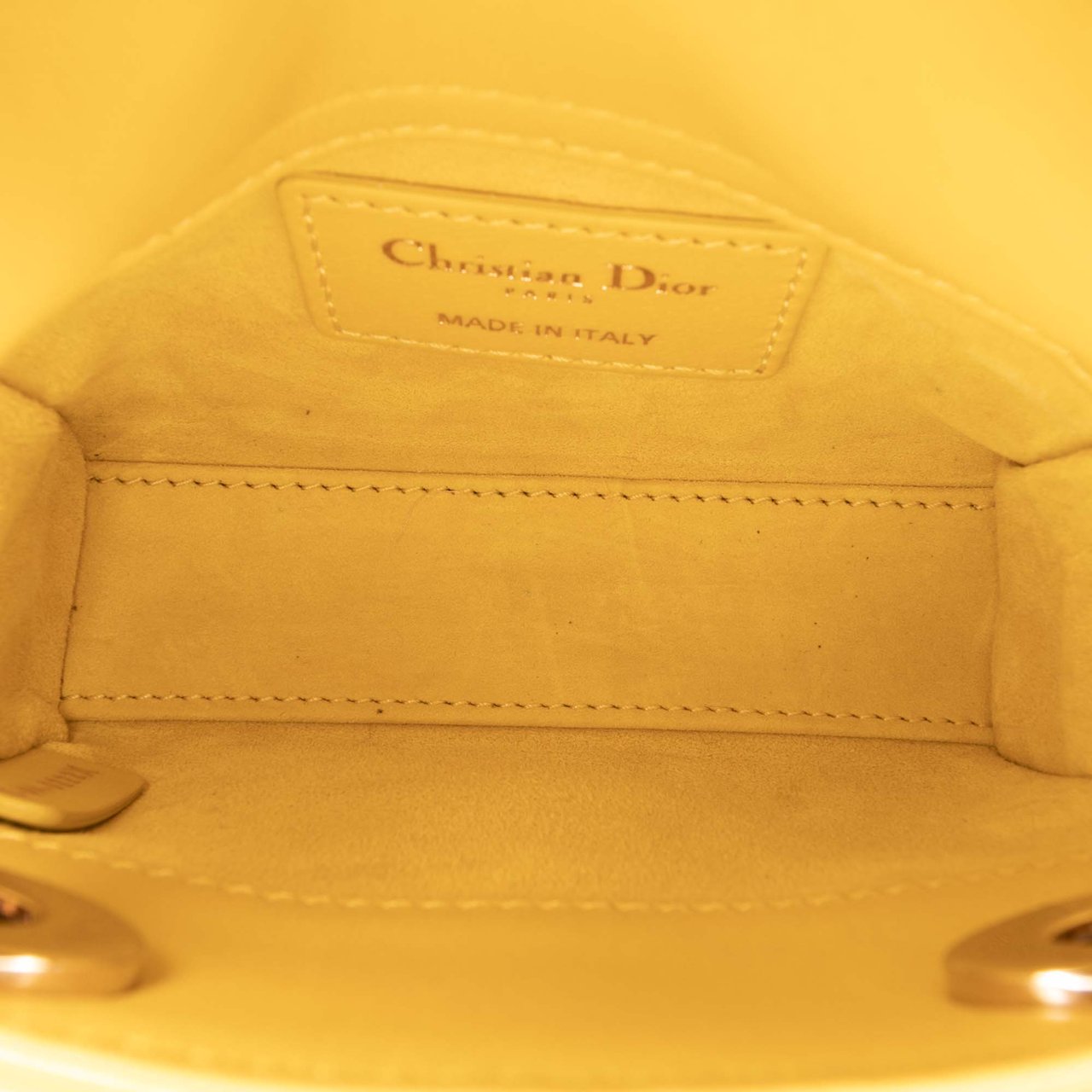 Dior Micro Lambskin Cannage Lady Dior Geel