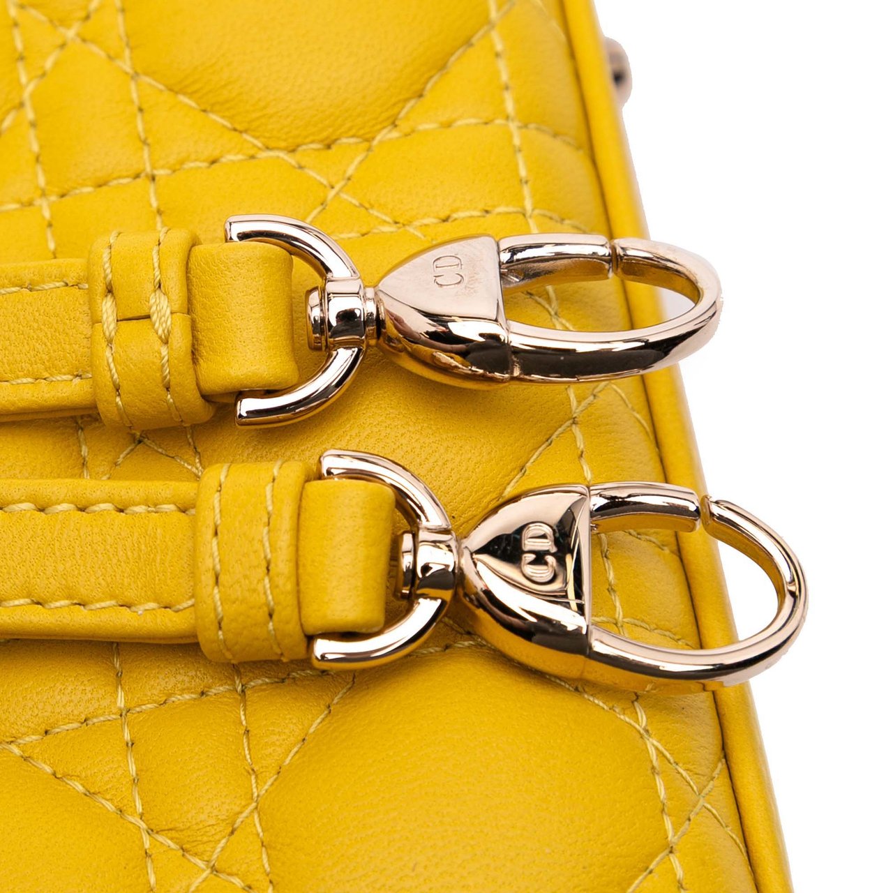 Dior Micro Lambskin Cannage Lady Dior Geel