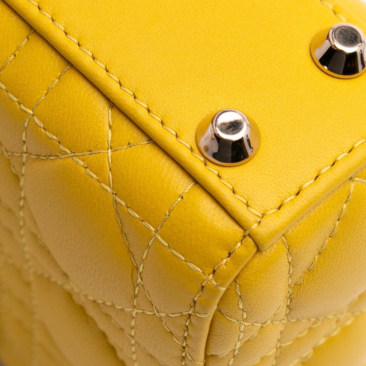 Dior Micro Lambskin Cannage Lady Dior Geel