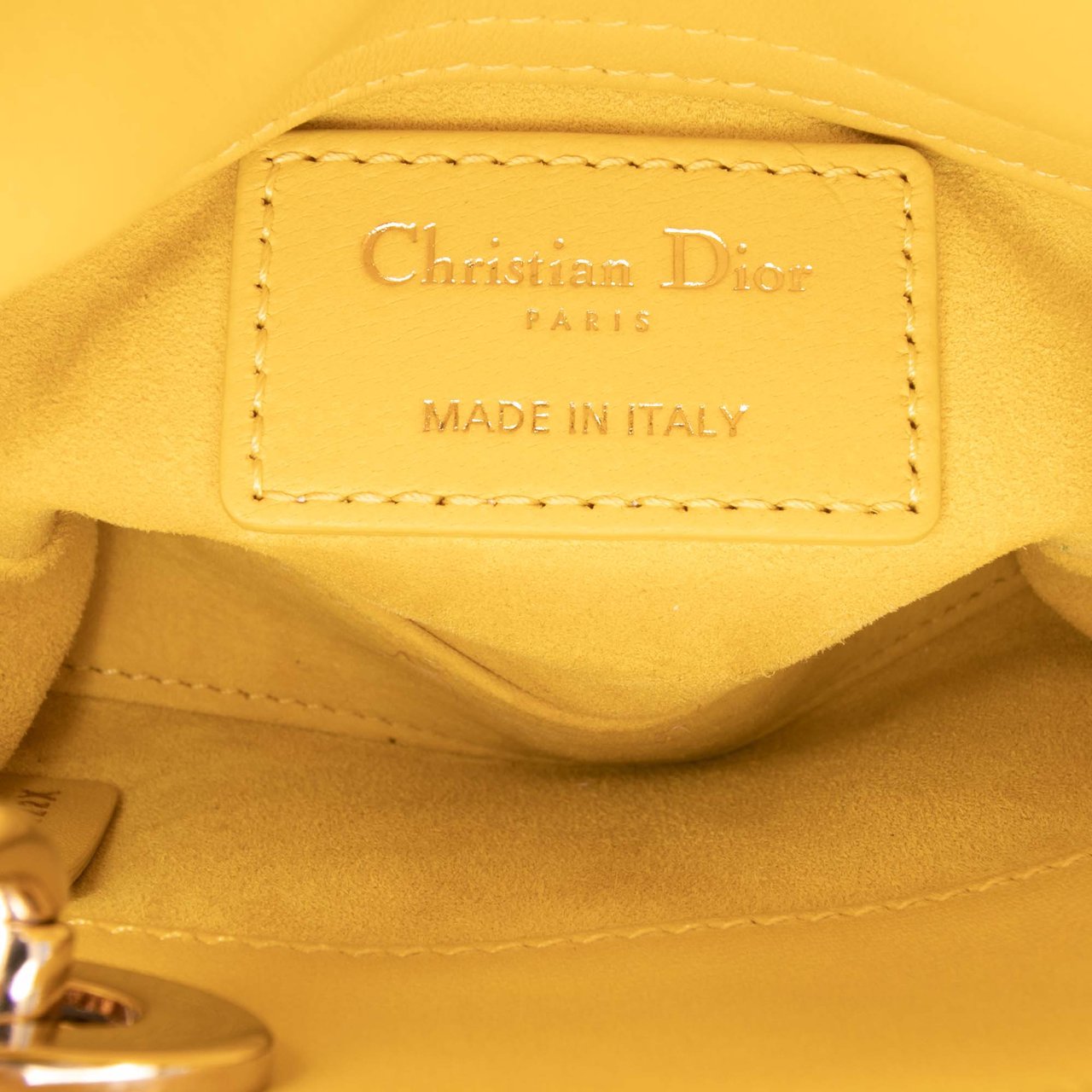 Dior Micro Lambskin Cannage Lady Dior Geel