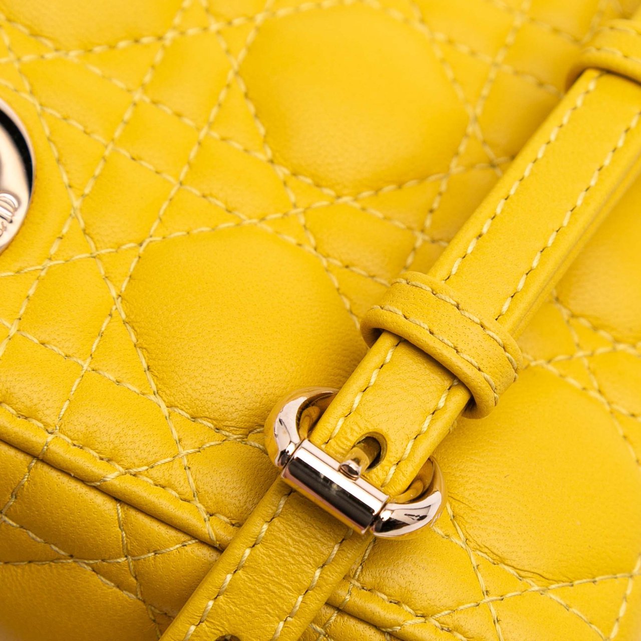 Dior Micro Lambskin Cannage Lady Dior Geel