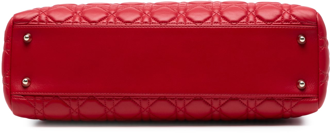 Dior Large Lambskin Cannage Soft Zipped Lady Dior Shopping Tote Rood