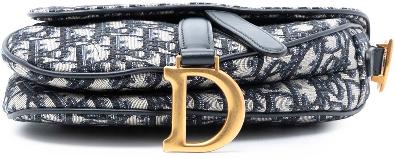 Dior Mini Oblique Canvas Saddle Bag Blauw