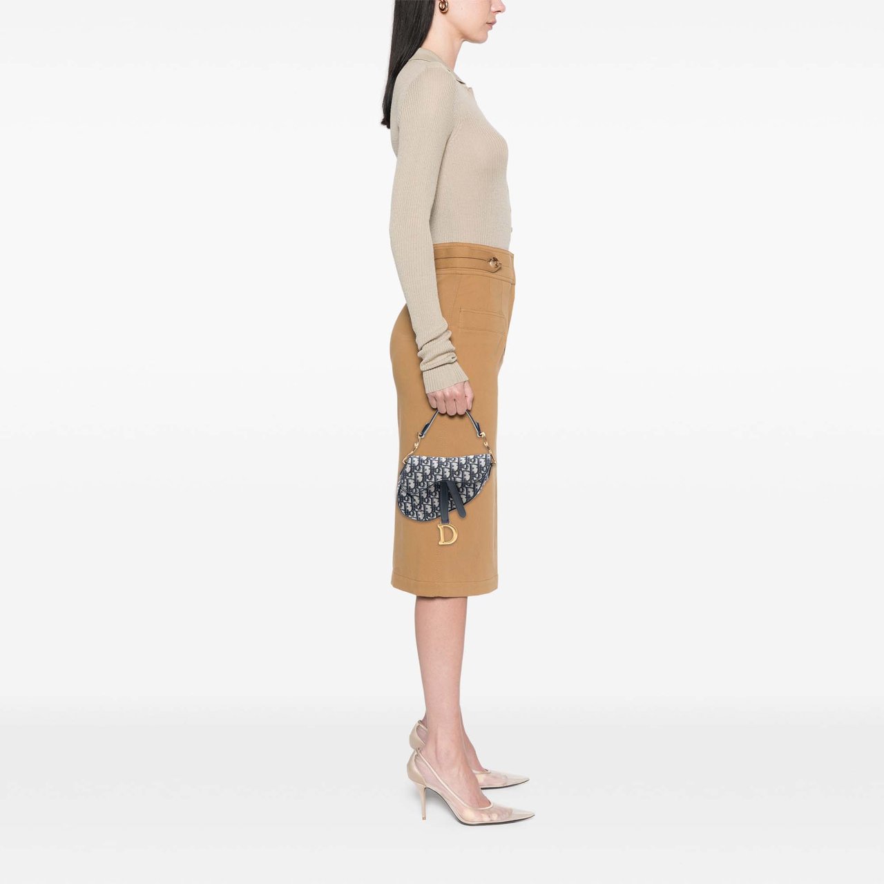 Dior Mini Oblique Canvas Saddle Bag Blauw