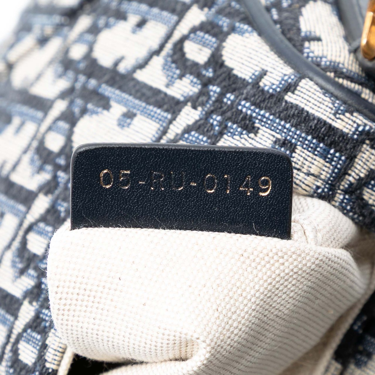 Dior Mini Oblique Canvas Saddle Bag Blauw