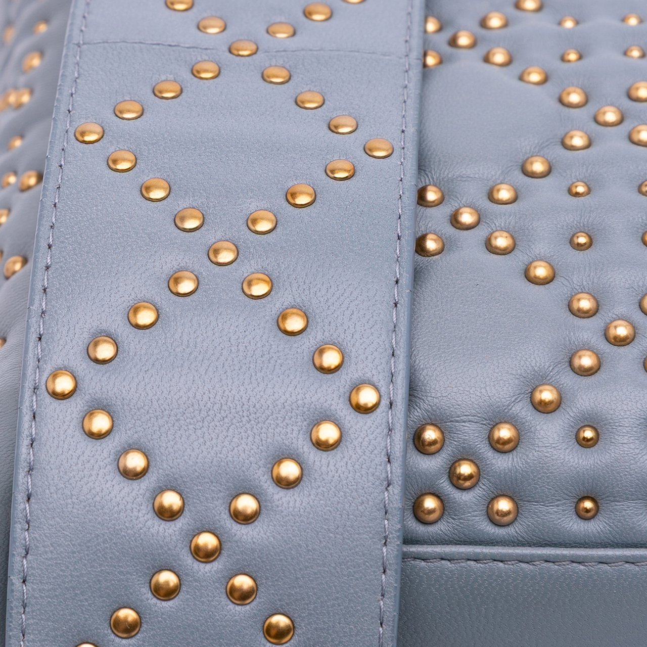 Dior Small Lambskin Cannage Studded Supple Lady Dior Grijs