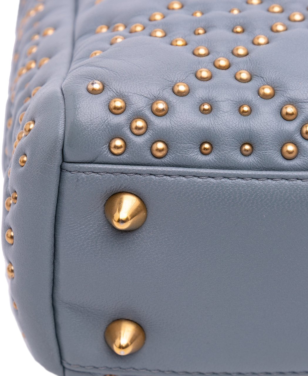 Dior Small Lambskin Cannage Studded Supple Lady Dior Grijs