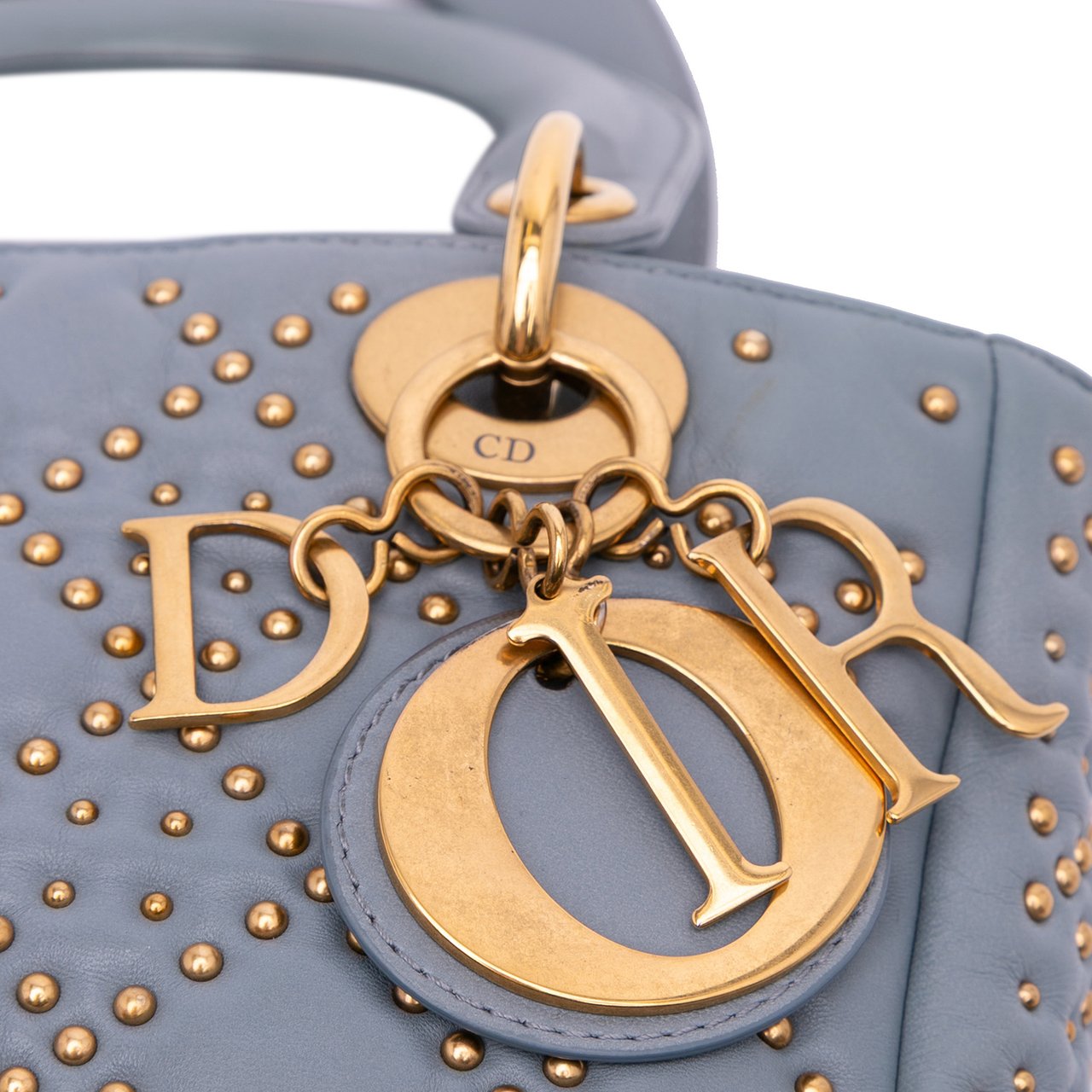 Dior Small Lambskin Cannage Studded Supple Lady Dior Grijs