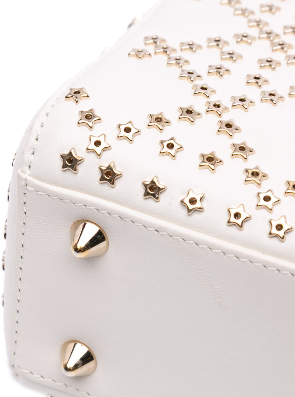 Dior Small Lambskin Cannage Lucky Star Studded Lady Dior Wit