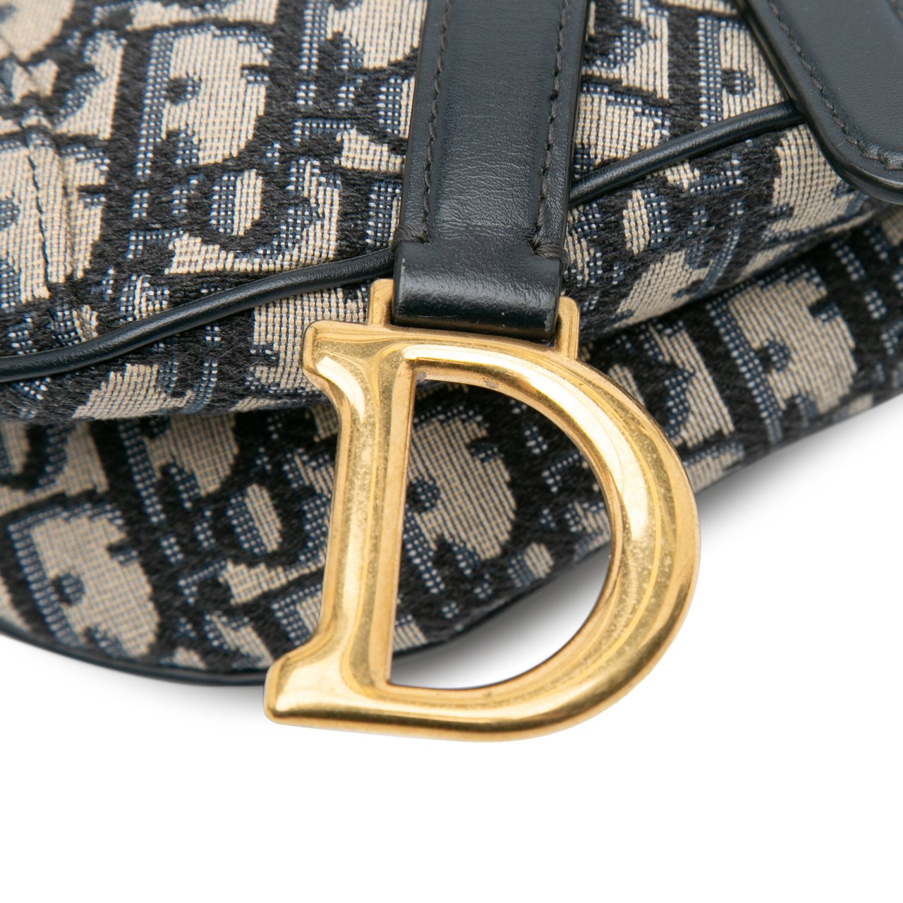 Dior Mini Oblique Canvas Saddle Bag Blauw