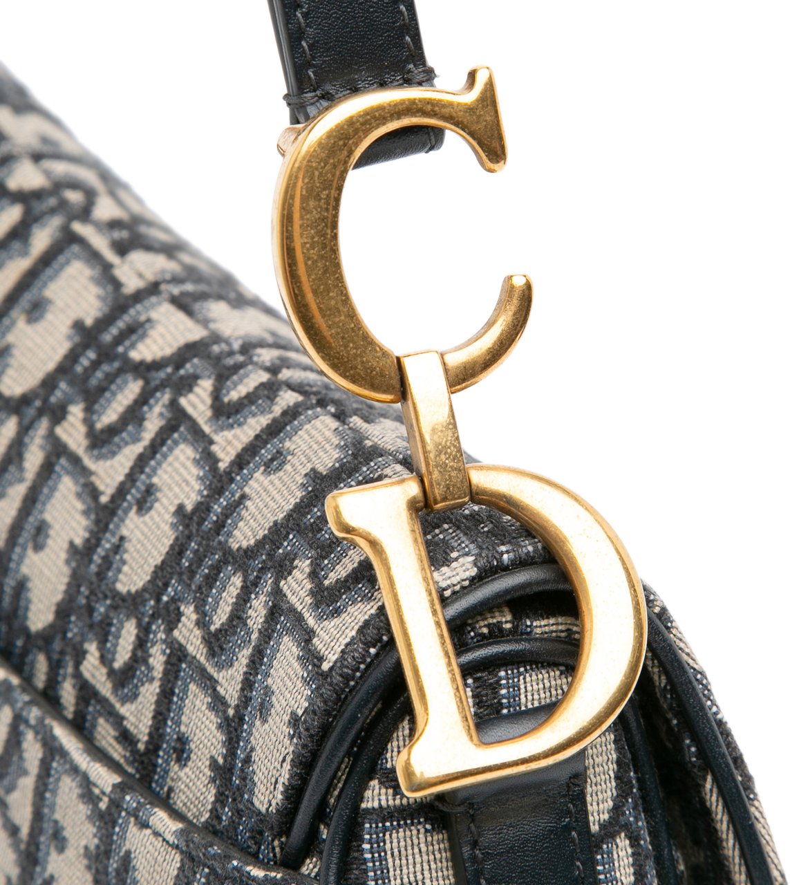 Dior Mini Oblique Canvas Saddle Bag Blauw