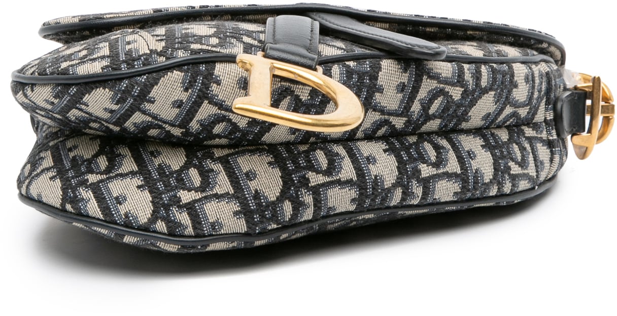 Dior Mini Oblique Canvas Saddle Bag Blauw