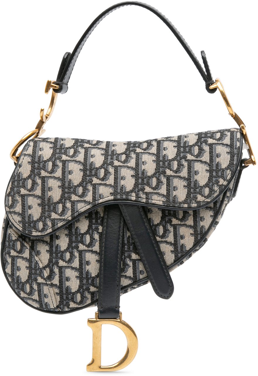 Dior Mini Oblique Canvas Saddle Bag Blauw