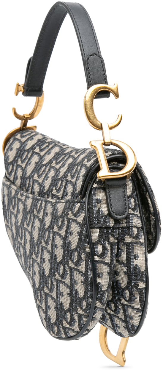 Dior Mini Oblique Canvas Saddle Bag Blauw