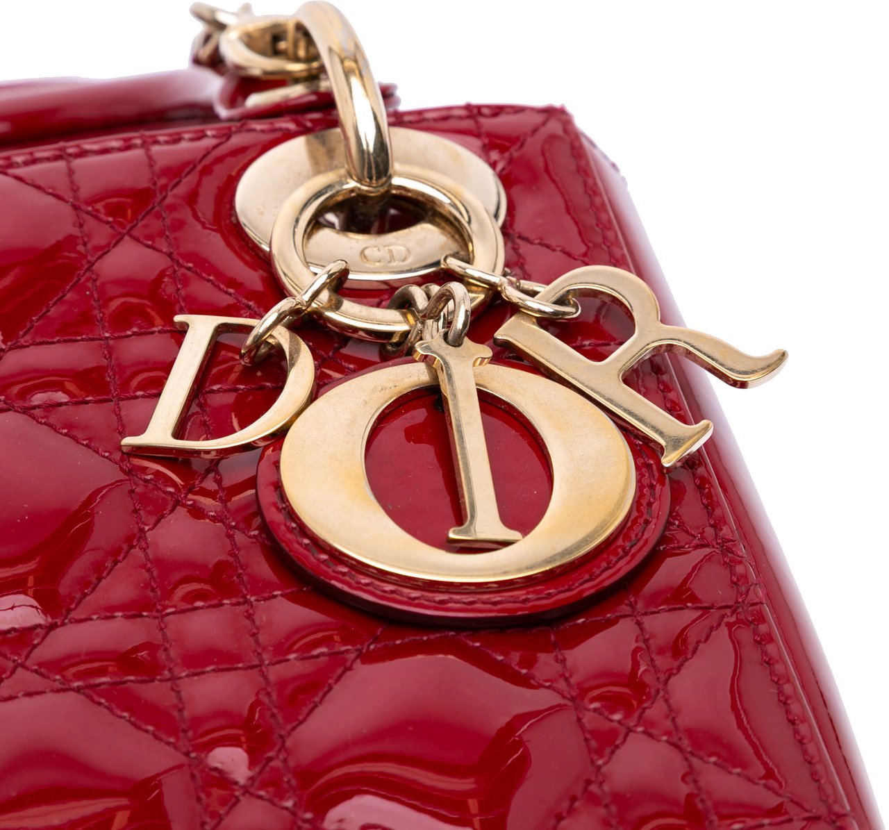 Dior Mini Patent Cannage Lady Dior Rood