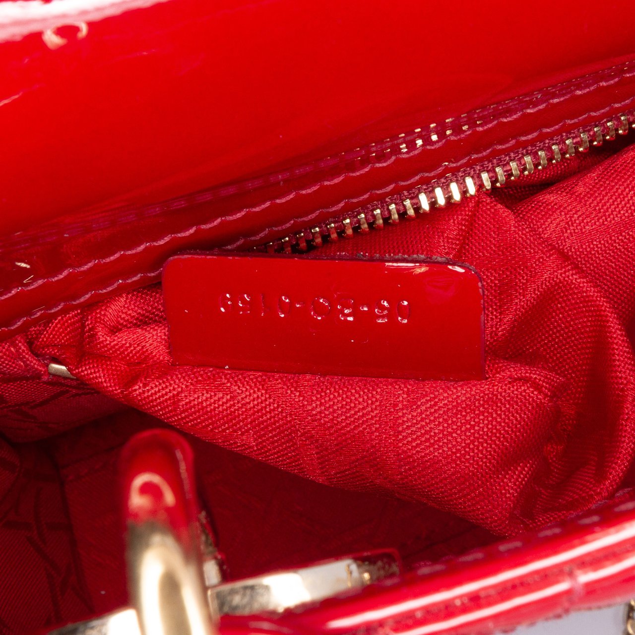 Dior Mini Patent Cannage Lady Dior Rood