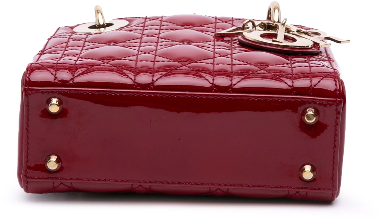 Dior Mini Patent Cannage Lady Dior Rood
