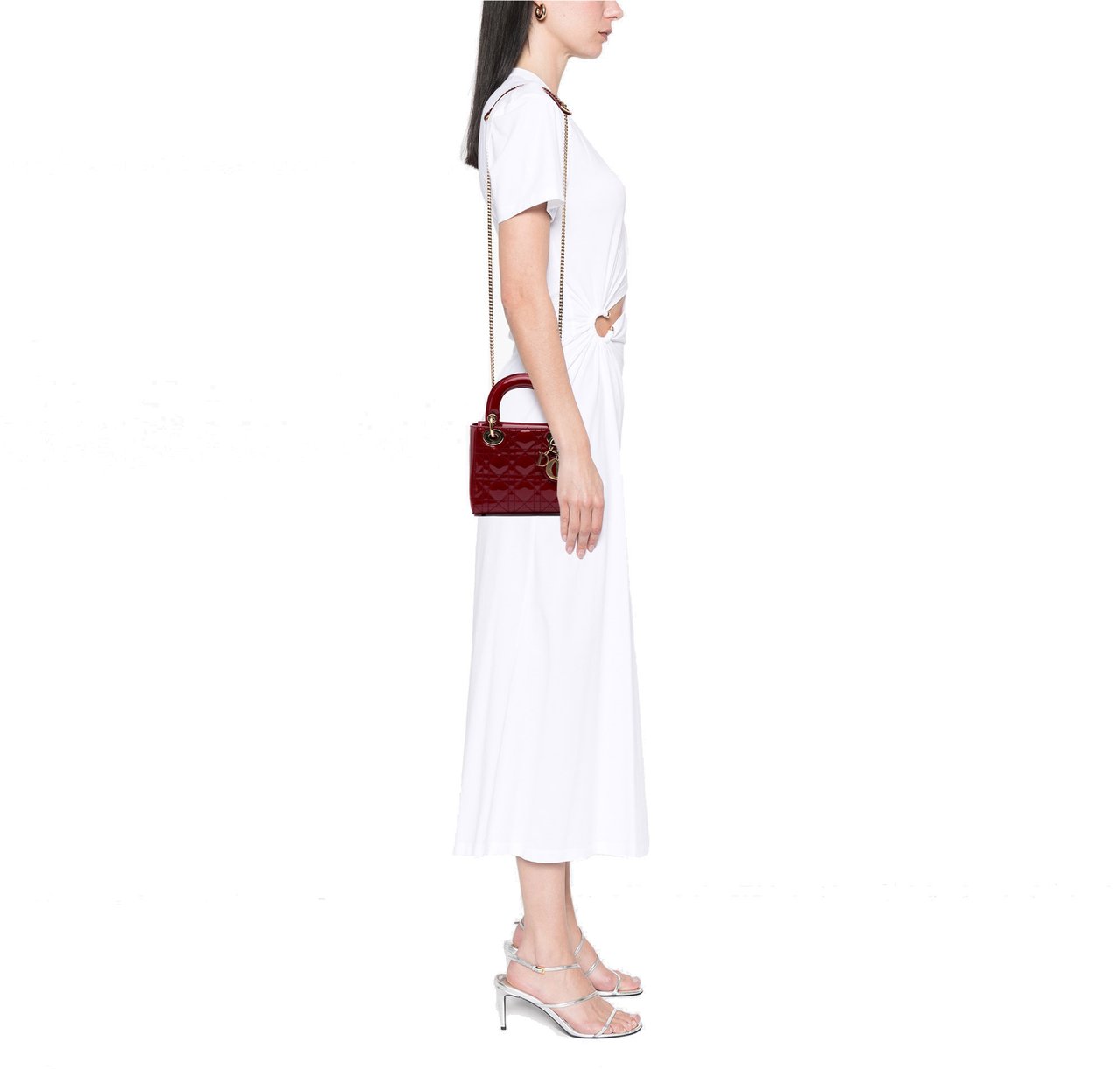 Dior Mini Patent Cannage Lady Dior Rood