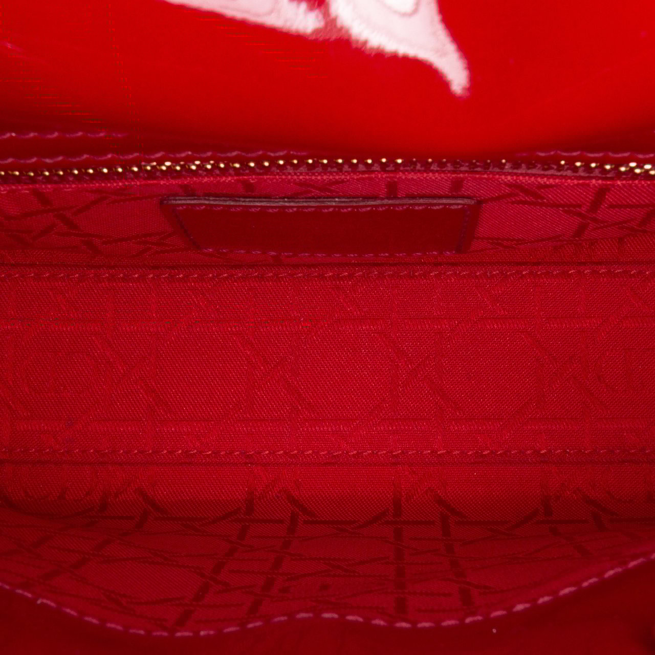 Dior Mini Patent Cannage Lady Dior Rood