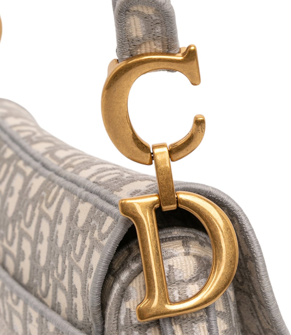 Dior Oblique Embroidered Canvas Saddle Bag Grijs