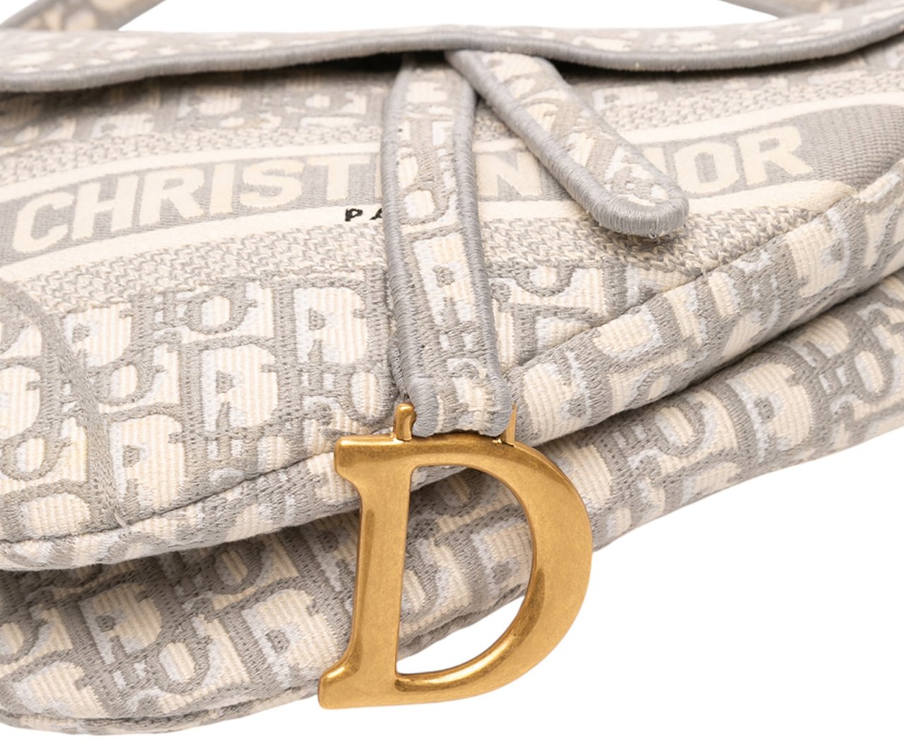 Dior Oblique Embroidered Canvas Saddle Bag Grijs