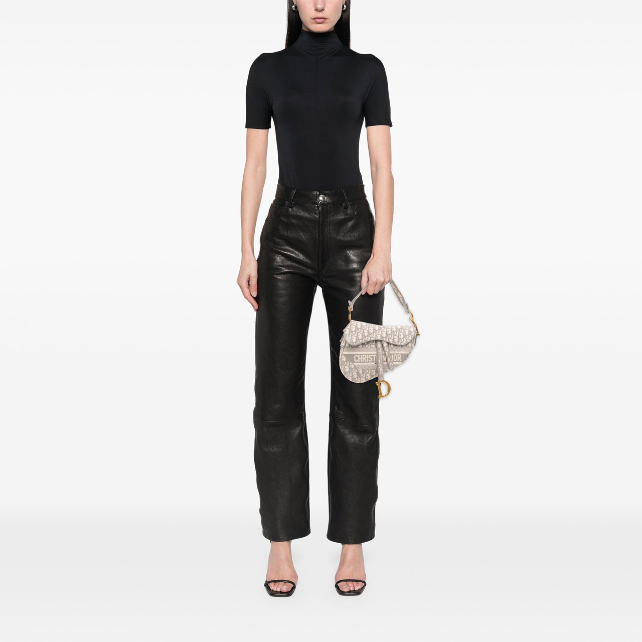 Dior Oblique Embroidered Canvas Saddle Bag Grijs
