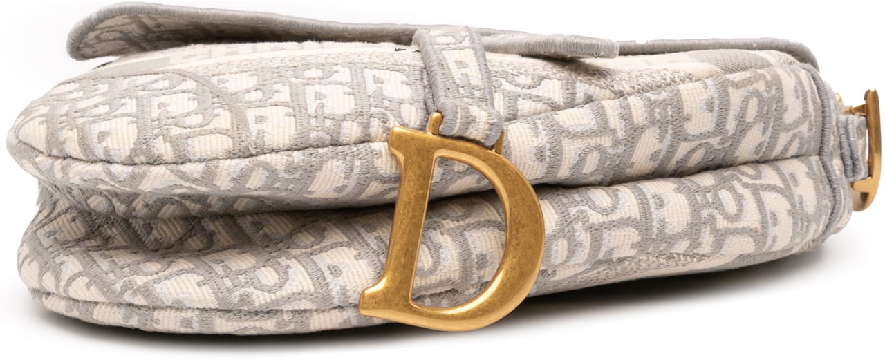 Dior Oblique Embroidered Canvas Saddle Bag Grijs