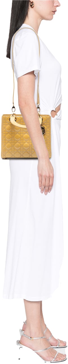 Dior Medium Patent Cannage Lady Dior Geel