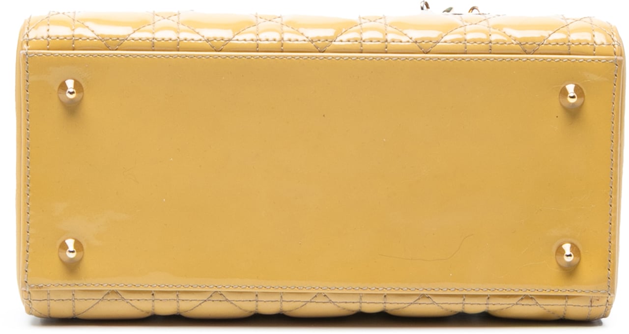 Dior Medium Patent Cannage Lady Dior Geel