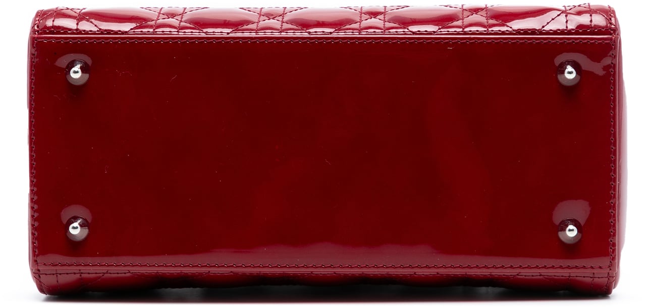 Dior Medium Patent Cannage Lady Dior Rood