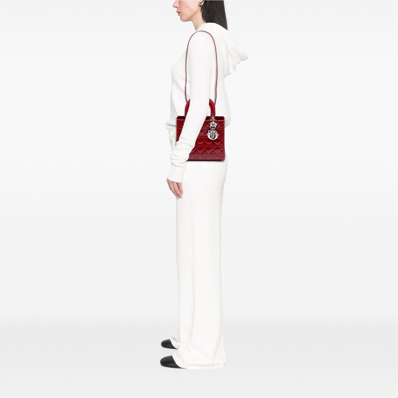 Dior Medium Patent Cannage Lady Dior Rood