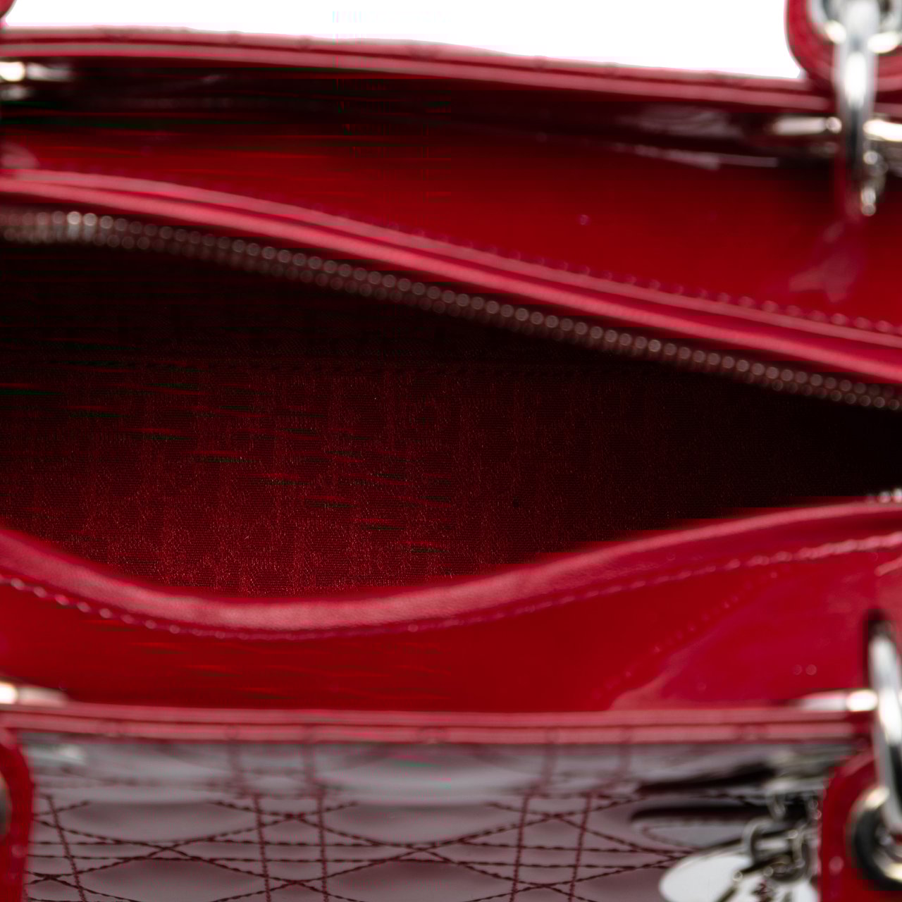 Dior Medium Patent Cannage Lady Dior Rood