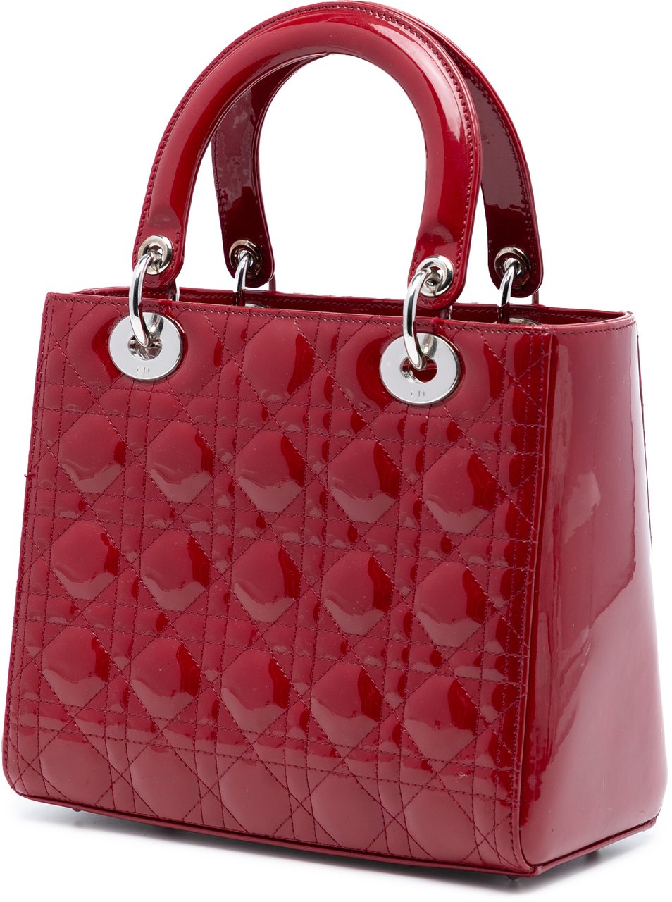 Dior Medium Patent Cannage Lady Dior Rood