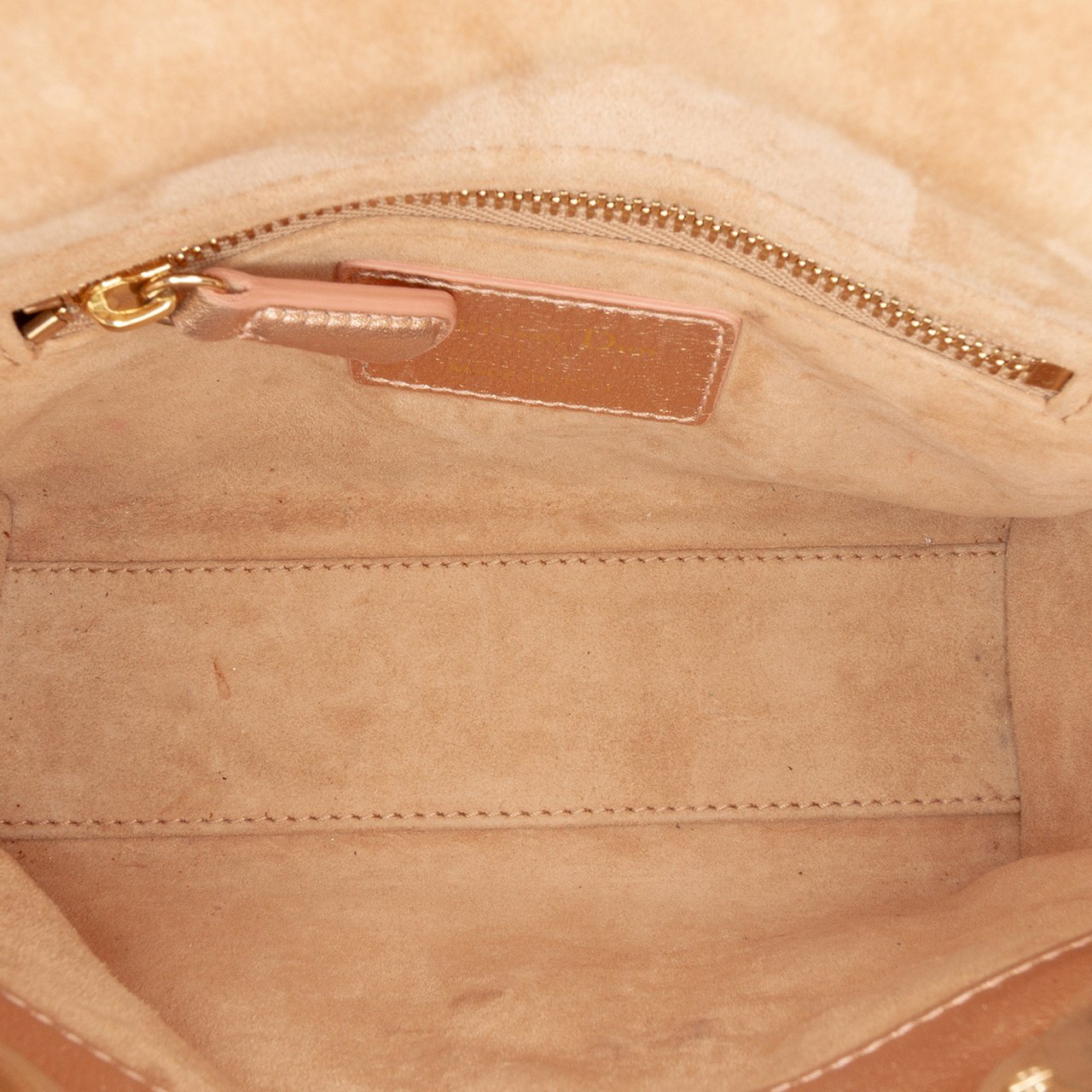 Dior Mini Metallic Lambskin Cannage Lady Dior Roze
