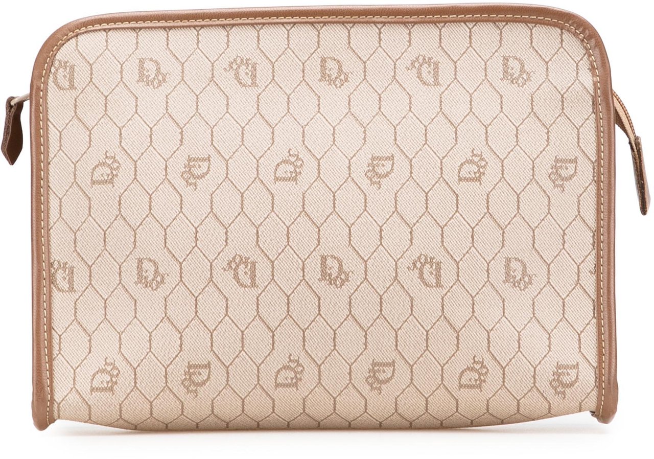 Dior Honeycomb Coated Canvas Clutch Bruin