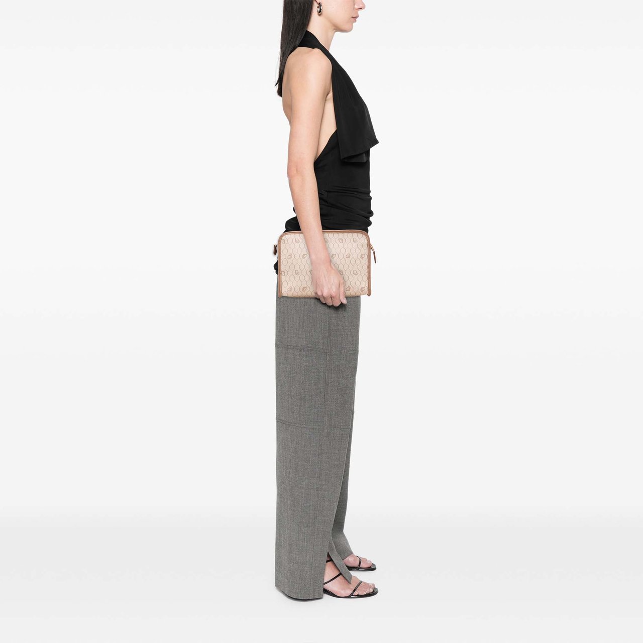 Dior Honeycomb Coated Canvas Clutch Bruin
