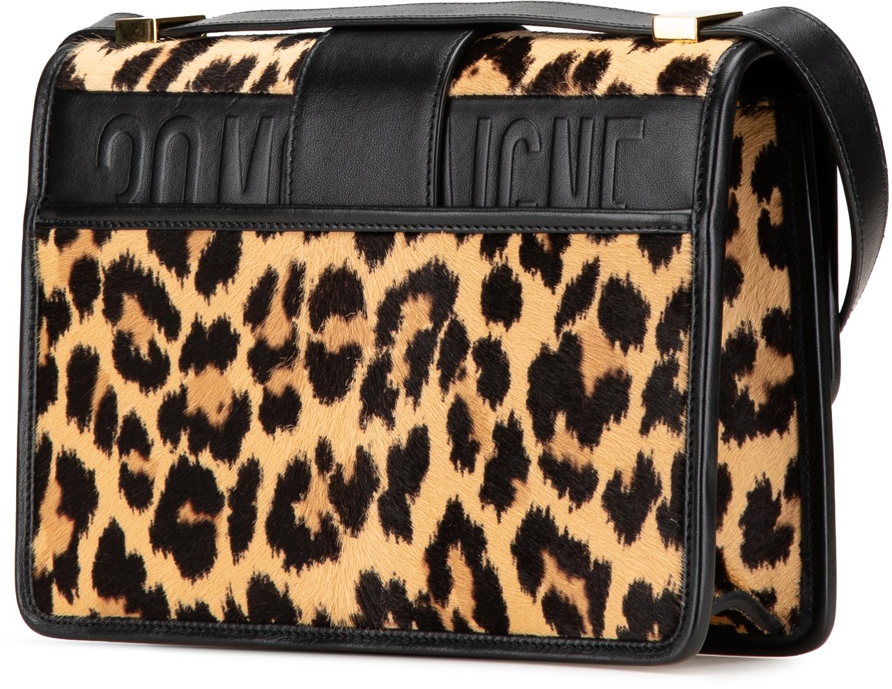 Dior Pony Hair Leopard Print 30 Montaigne Flap Bruin