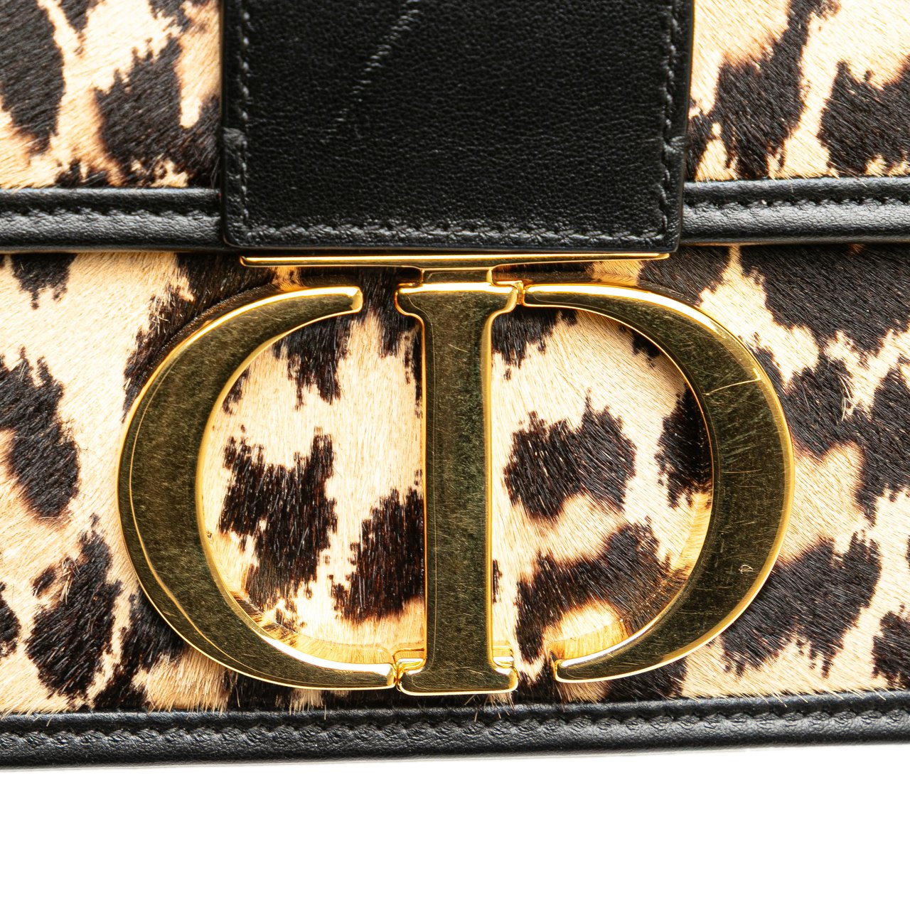 Dior Pony Hair Leopard Print 30 Montaigne Flap Bruin