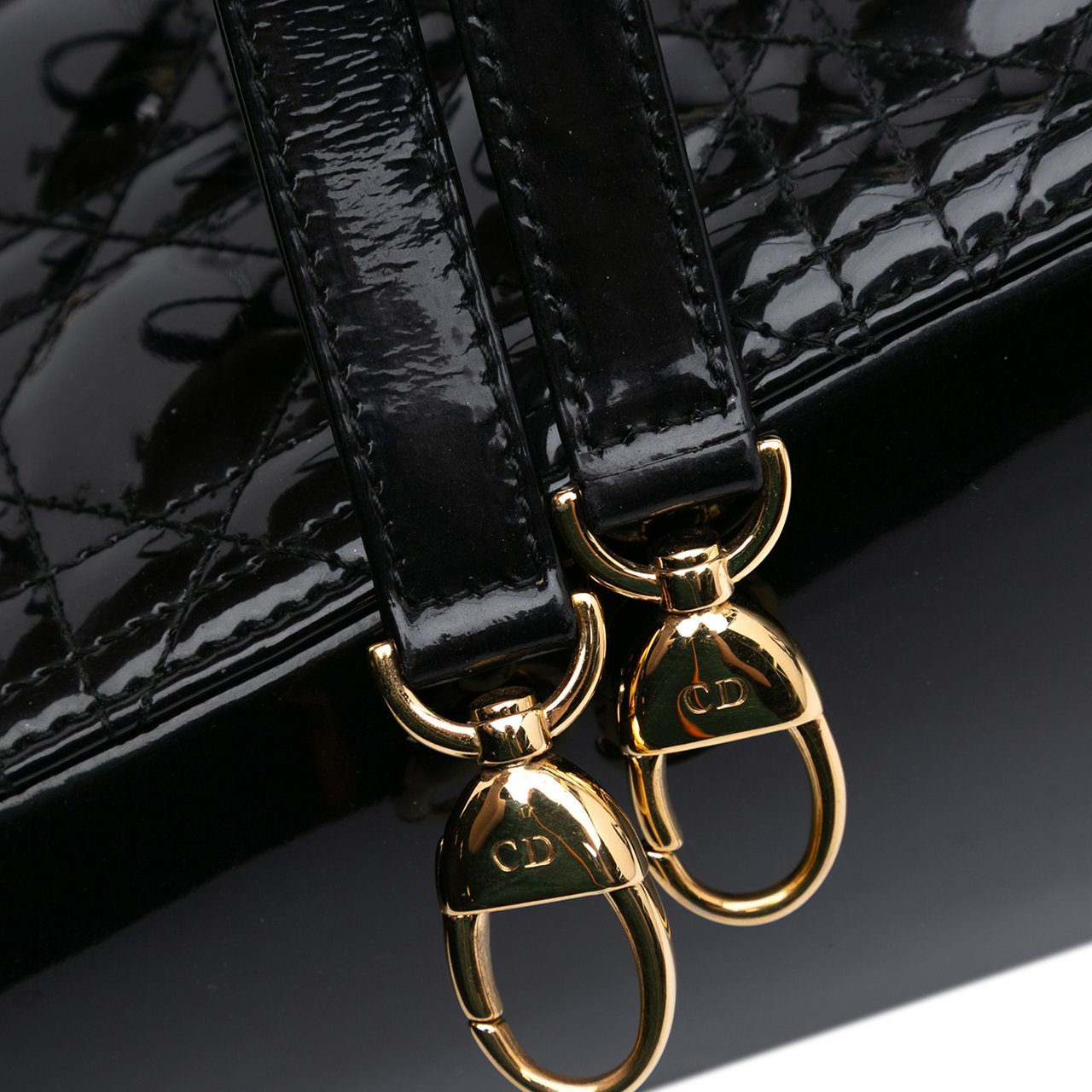 Dior Medium Patent Cannage Lady Dior Zwart