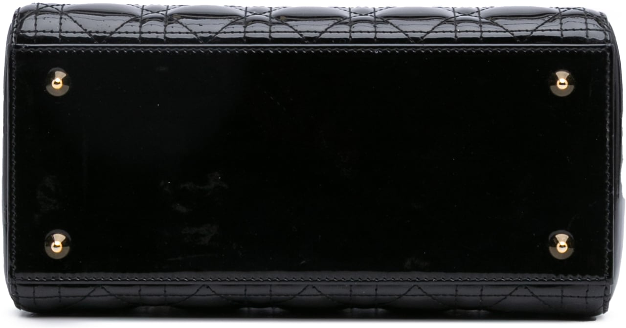 Dior Medium Patent Cannage Lady Dior Zwart