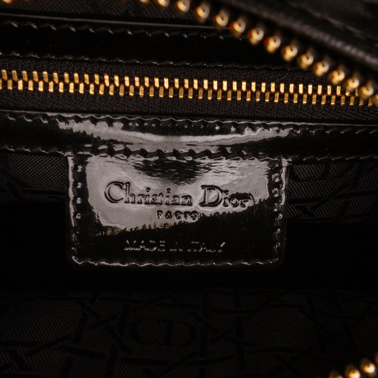 Dior Medium Patent Cannage Lady Dior Zwart