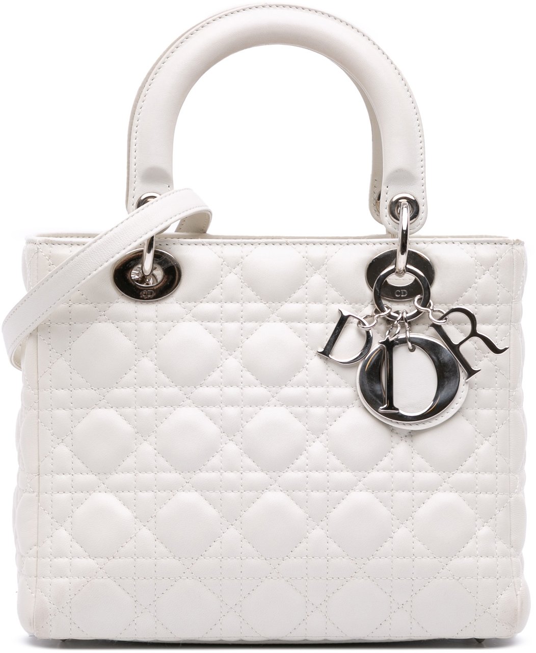 Dior Medium Lambskin Cannage Lady Dior Wit