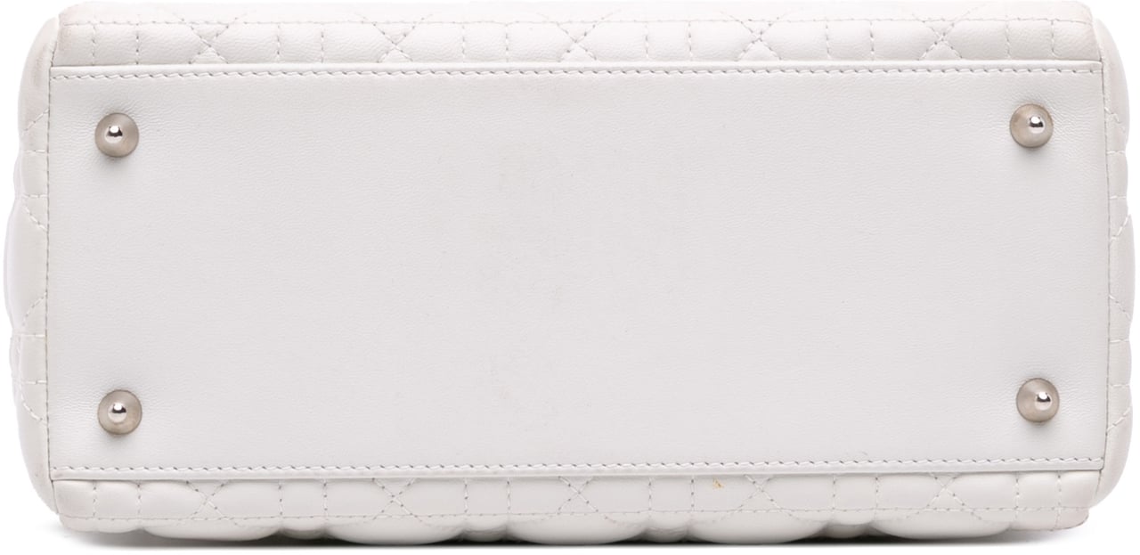Dior Medium Lambskin Cannage Lady Dior Wit