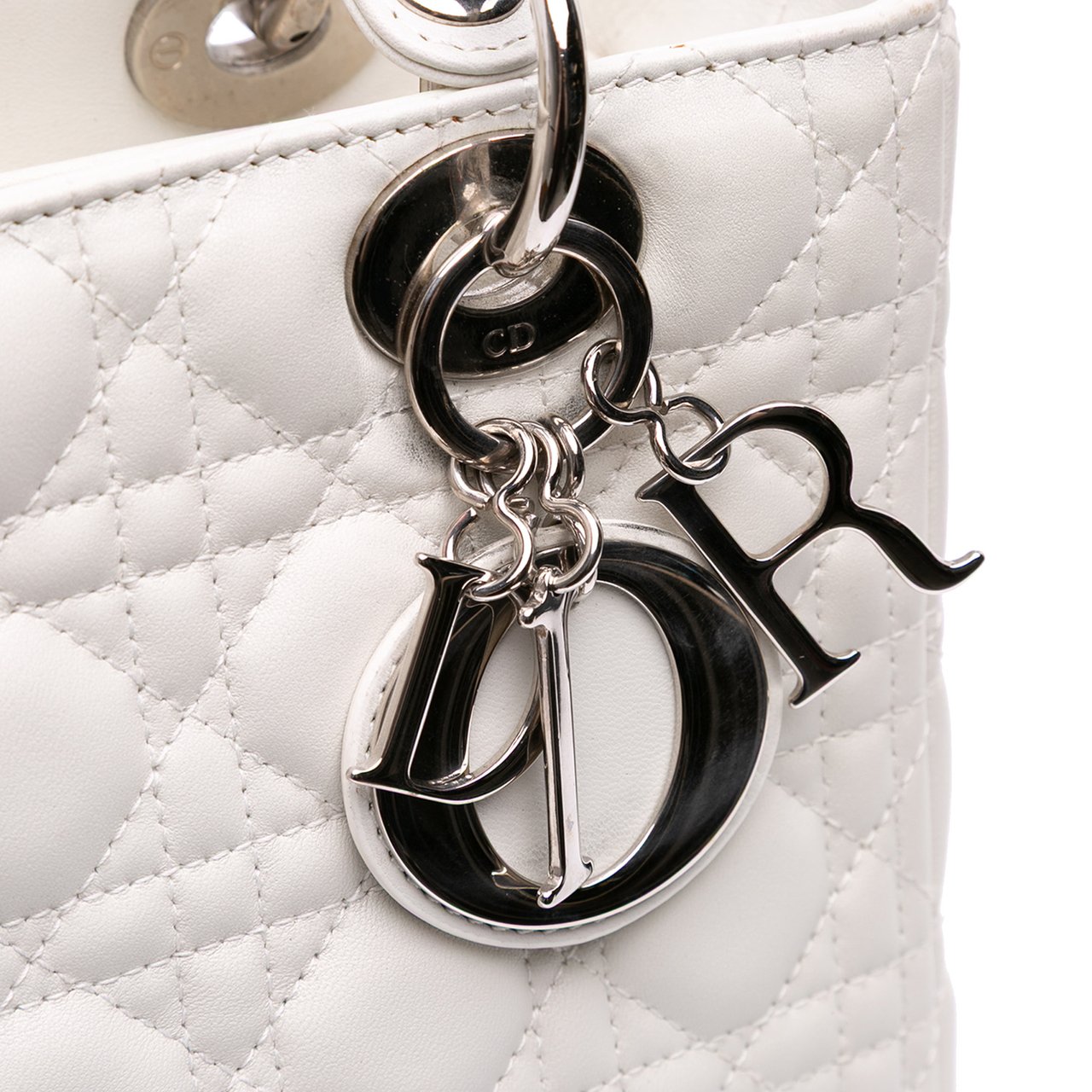 Dior Medium Lambskin Cannage Lady Dior Wit